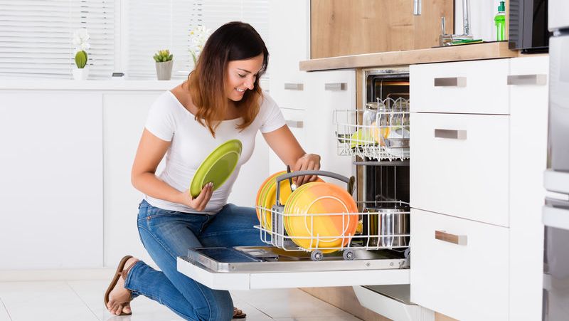 A dishwasher in a domestic home